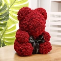 Romantic red rose teddy bear with black Just for you ribbon on a wooden table - 35CM Naked Bear / Burgundy