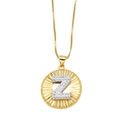 Gold plated box chain necklace featuring a round Z alphabet pendant with zircon stones - Letter Z