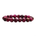 Pulsera de cuentas de ojo de tigre rojo rosa con textura sedosa en fondo blanco - Diámetro de perla 10mm / Ojo de Tigre Rosa Rojo