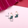 Green and white enamel Christmas stocking charms for DIY jewelry 17mm x 11mm dimensions - 11# Christmas Sock
