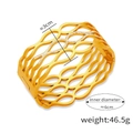 Wide hollow gold titanium steel bracelet with wave mesh design and pavé zircons - Gold Wave Mesh Zirconia Bangle