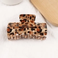 Classic amber leopard print rectangle hair claw clip with strong grip for women - Medium Large Rectangle Claw / Amber Leopard (D6-2-26)