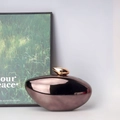 Sleek bronze pebble-shaped hard shell evening clutch bag with metallic clasp detail - 21*6.5*13 / Bronze