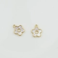 18k gold plated five-petal flower pendants with white shell inlay for DIY jewelry - Plum Blossom 13mm