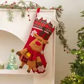 Chaussette de Noël rouge avec renne en peluche et flocons blancs, sac cadeau de 47 cm - Plaid Rouge - Élan