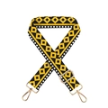 Adjustable wide polyester bag strap with yellow and black geometric diamond pattern - Ethnic Style 12