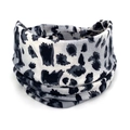 Bohemian style wide headband featuring a grey and black leopard print pattern - 73-Dark Leopard
