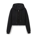 Felpa con cappuccio cropped nera da donna con cerniera lampo e doppie tasche laterali - XS / Top Nero
