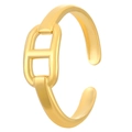 Minimalist golden titanium steel open ring with polished H-shaped center design - Pig Nose Link Style (Z-382)