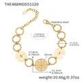 Detalle de la pulsera de eslabones de acero dorado con colgantes de circón y medidas info - 16+5cm / Pulsera Dorada (TXE488)