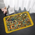 Tappeto da bagno rettangolare in flanella boho con stampa mandala colorata su legno - 40x60cm / Modello 2