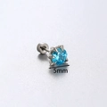 Orecchino a perno artiglio di drago argento con zircone blu 5mm in acciaio titanio - Stile artiglio di drago (A61-5) - Pezzo singolo / 5 mm / 1,0 Barra in acciaio al titanio con filettatura interna (lunghezza 6 mm) / Blu Acqua