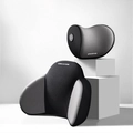 Appui-tête et support lombaire de voiture en mousse à mémoire de forme noir et gris - Style Avion (Appui Tête + Soutien Lombaire) / Gris Sidéral
