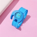 Blue kids quartz slap watch with a cute 3D cartoon elephant design and silicone strap - Elephant