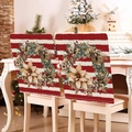 Christmas chair cover with red stripes, poinsettia wreath and tartan bow decoration - Poinsettia Pinecone Wreath (YTM2-26)