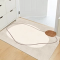Beige rectangle entry mat with brown abstract lines on modern wooden floor - 60×90CM / Ethereal Realm (Horizontal)