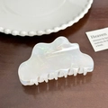 Iridescent white cloud-shaped acetate hair claw clip with a pearlescent finish - Iridescent White Cloud Claw