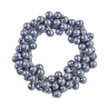 Detail showing elastic hair tie made of polished grey metallic beads on white background - 11# Grey Pearl Hair Tie
