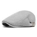 Grey breathable mesh newsboy cap for men and women with adjustable back metal buckle - Light Gray