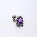 Orecchino a artiglio di drago argento con zircone viola 6mm e chiusura piatta a vite - Stile Artiglio di Drago (Pezzo singolo) / 6mm Lunghezza barra (Filettatura interna in acciaio al titanio 1.0) / Viola (6mm Zirconia)