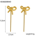 Detail of gold bow tassel earrings measuring 5.2cm by 2.1cm on a white background - XE46600BW0 Gold Bow Tassel