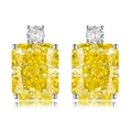 Orecchini a perno in argento S925 con diamanti gialli sintetici dal taglio quadrato - Strass Giallo (E314) / Argento 925