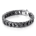 Bracciale da uomo massiccio in acciaio inossidabile 316L con incisioni vintage stile hip-hop - Bracciale 21CM