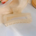 Detail view of large cream jelly hair claw clip with semi-transparent resin finish - 13cm Jelly Rectangular - Cream White / Bulk (No Packaging)
