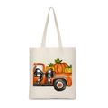 Halloween Segeltuch-Einkaufstasche mit Aquarell-Vintage-Truck und orangefarbenen Kürbissen - Kürbis-LKW Illustration