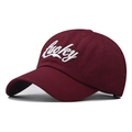 Casquette de baseball en coton rouge foncé avec broderie Lucky blanche pour le sport - Bordeaux