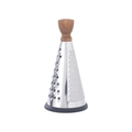 Conical stainless steel cheese grater with wooden handle and anti-slip silicone base - Wood Handle 8 Inch