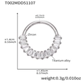 Anello al naso esotico in lega di titanio placcato oro 18k con pietre di zircone - Stile Fila Taglio Baguette (T002) / Color Acciaio