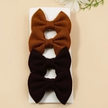 Set of 4 waffle knit bow hair clips in brown and dark brown on display card - Brown/Dark Brown (Set of 4)