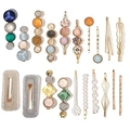 Set of 17 marble acetate and pearl hair clips in various candy colors and styles - 20Pcs Set B