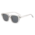 Lunettes de soleil aviateur rétro gris transparent avec détails de rivets chic - Monture grise translucide Verres gris