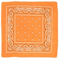 Classic orange paisley bandana made of polyester with detailed hip-hop square pattern - Orange