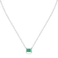 S925 sterling silver necklace featuring a rectangular emerald-cut green tourmaline stone - 925 Silver / Silver