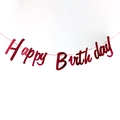 Metallic red Happy Birthday banner for party decorations with shiny laser finish - Red