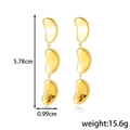 Three-tier linked heart shaped gold earrings with high polished metallic finish - Three-Section Bean Pod Shape (ER-1627) / Gold