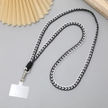 Colorful braided crossbody phone lanyard with metal clip and anti-drop card accessory - 12mm Width / White Black