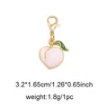 Pink peach fruit enamel charm with golden lobster clasp for bags and shoes accessories - Peach