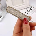 Elegante pasador de pelo rectangular dorado con cristales brillantes para mujer - Estilo 18 [Cristal Blanco]