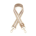 Adjustable nylon bag strap in beige and gold weave with metallic lobster clasps - Khaki