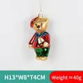Christmas glass bear ornament in red sailor outfit and green pants, size 13x8cm - Teddy Bear Figurine