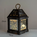 Lanterne de Noël vintage en bois avec scène du Père Noël et poignée en corde de jute - Style Cabane du Père Noël (4号)