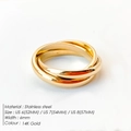 Polished 14K gold plated stainless steel interlocking triple band ring for women - US 7 / 14K Gold