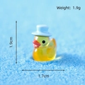 Miniature yellow luminous resin duck with blue hat for desktop micro landscape decor - Cool Duck - Blue Top Hat