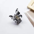 Elegant butterfly hair claw clip with black and white marble pattern acetate finish - 5.5cm / Cow Print