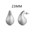 Matte silver 925 sterling silver water drop stud earrings with 23mm brushed finish - 23mm / Matte Silver