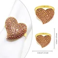 Golden heart napkin ring with pink rhinestones for elegant hotel table settings - Pink Rhinestone Heart